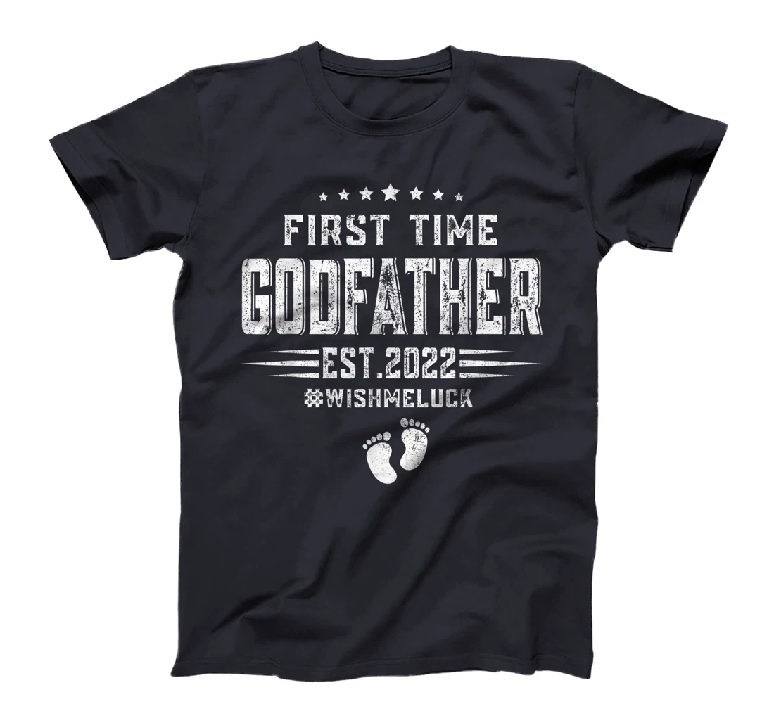 Mens Funny First Time Godfather Est 2022 Fathers Day T-Shirt