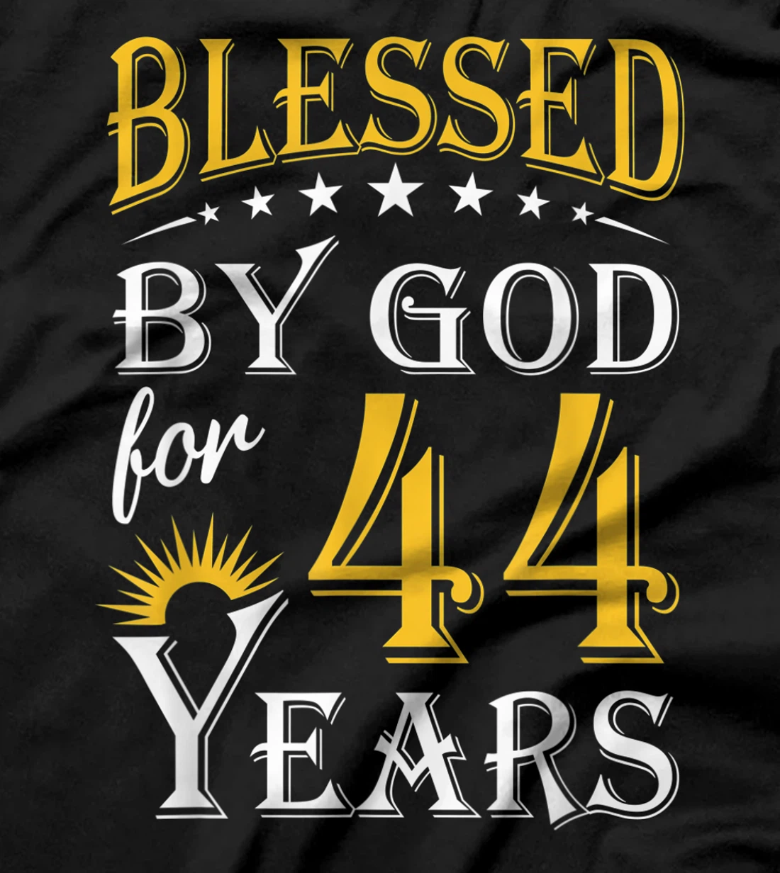 Vintage Blessed by God for 44 years Happy 44th Birthday T-Shirt