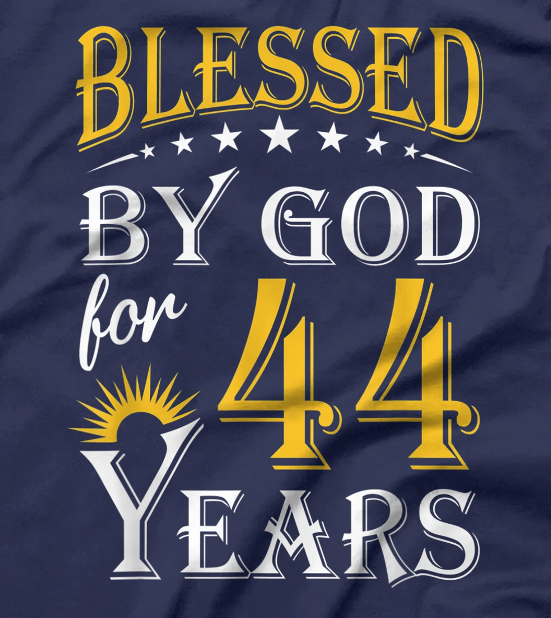 Vintage Blessed by God for 44 years Happy 44th Birthday T-Shirt
