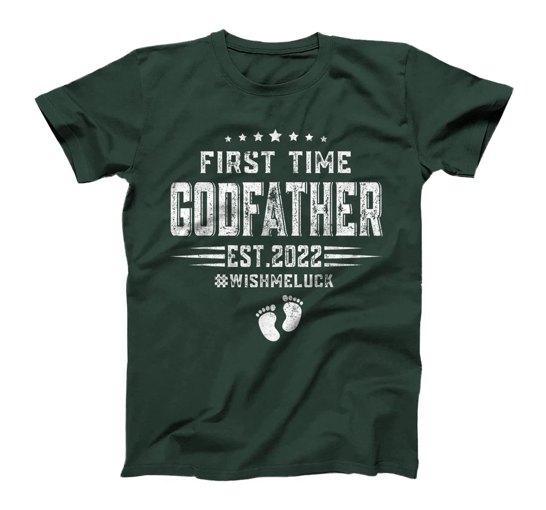 Mens Funny First Time Godfather Est 2022 Fathers Day T-Shirt