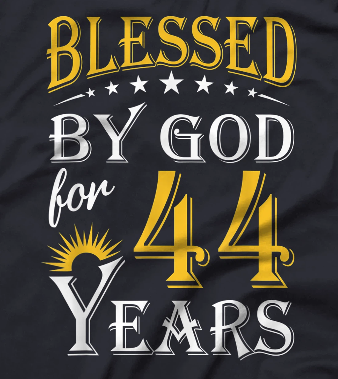 Vintage Blessed by God for 44 years Happy 44th Birthday T-Shirt