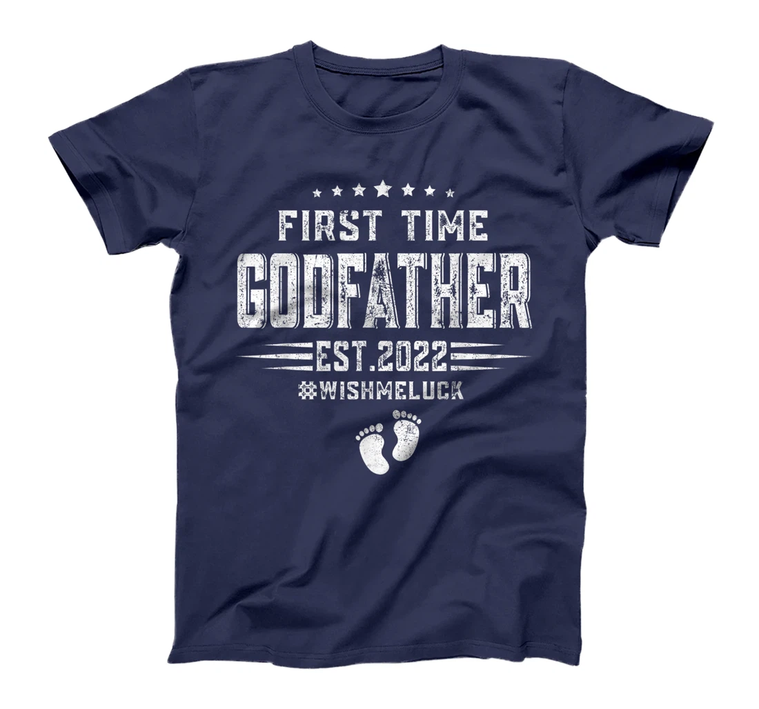 Mens Funny First Time Godfather Est 2022 Fathers Day T-Shirt