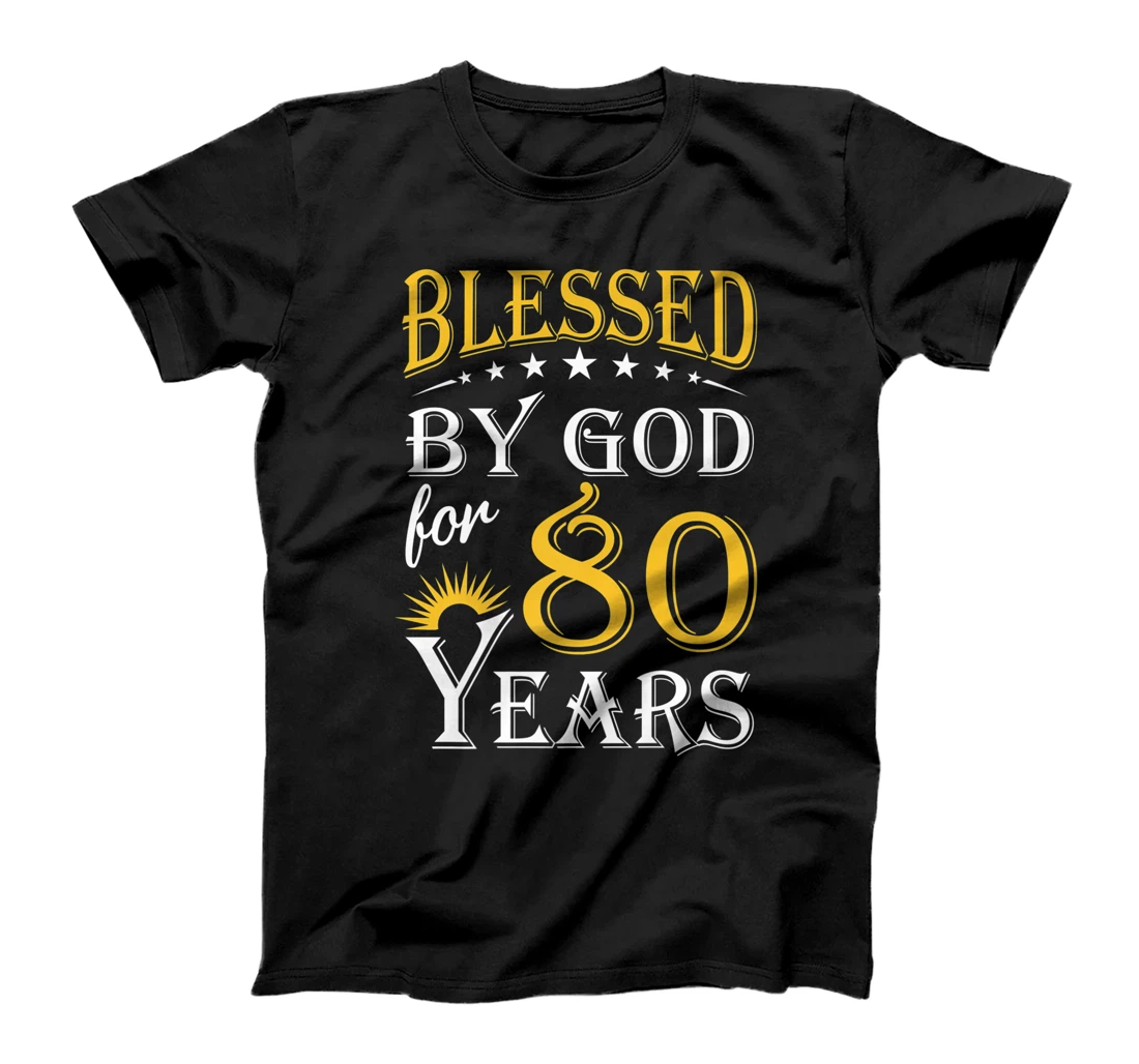 Vintage Blessed by God for 80 years Happy 80th Birthday Premium T-Shirt