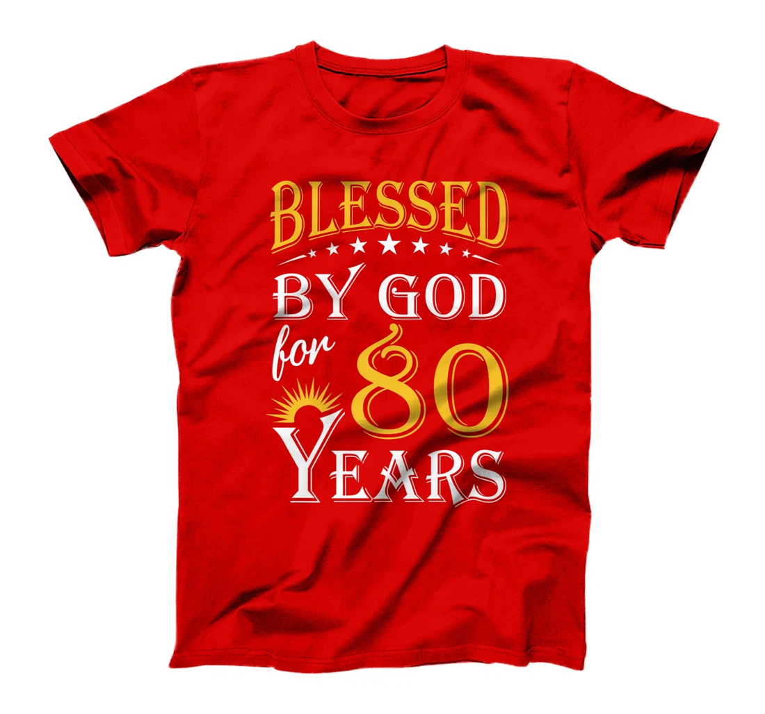 Vintage Blessed by God for 80 years Happy 80th Birthday Premium T-Shirt