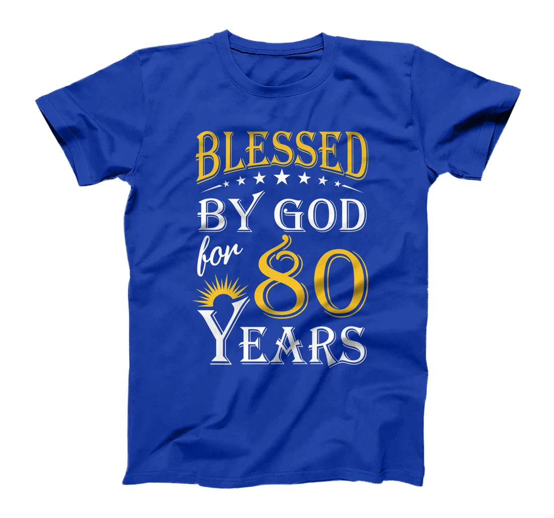Vintage Blessed by God for 80 years Happy 80th Birthday Premium T-Shirt