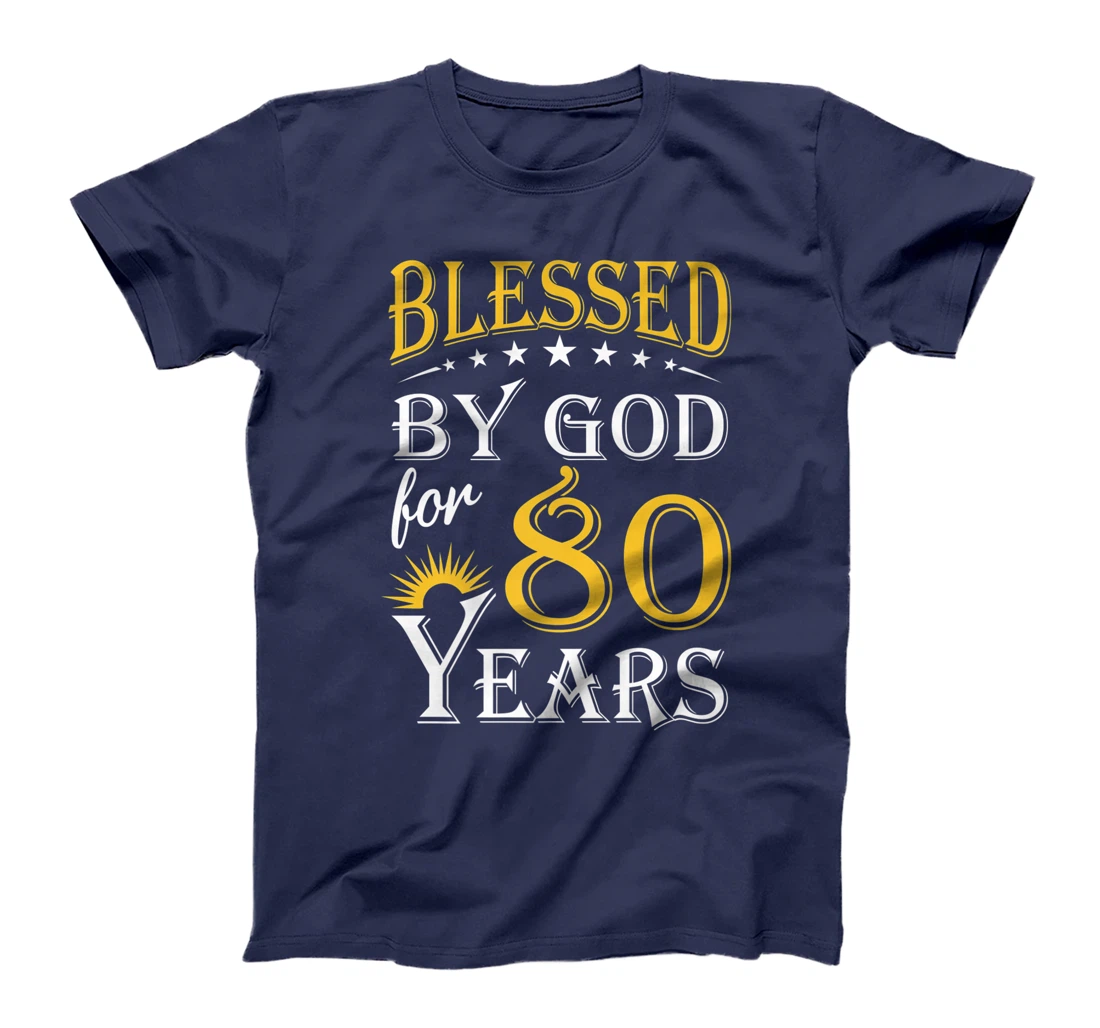 Vintage Blessed by God for 80 years Happy 80th Birthday Premium T-Shirt
