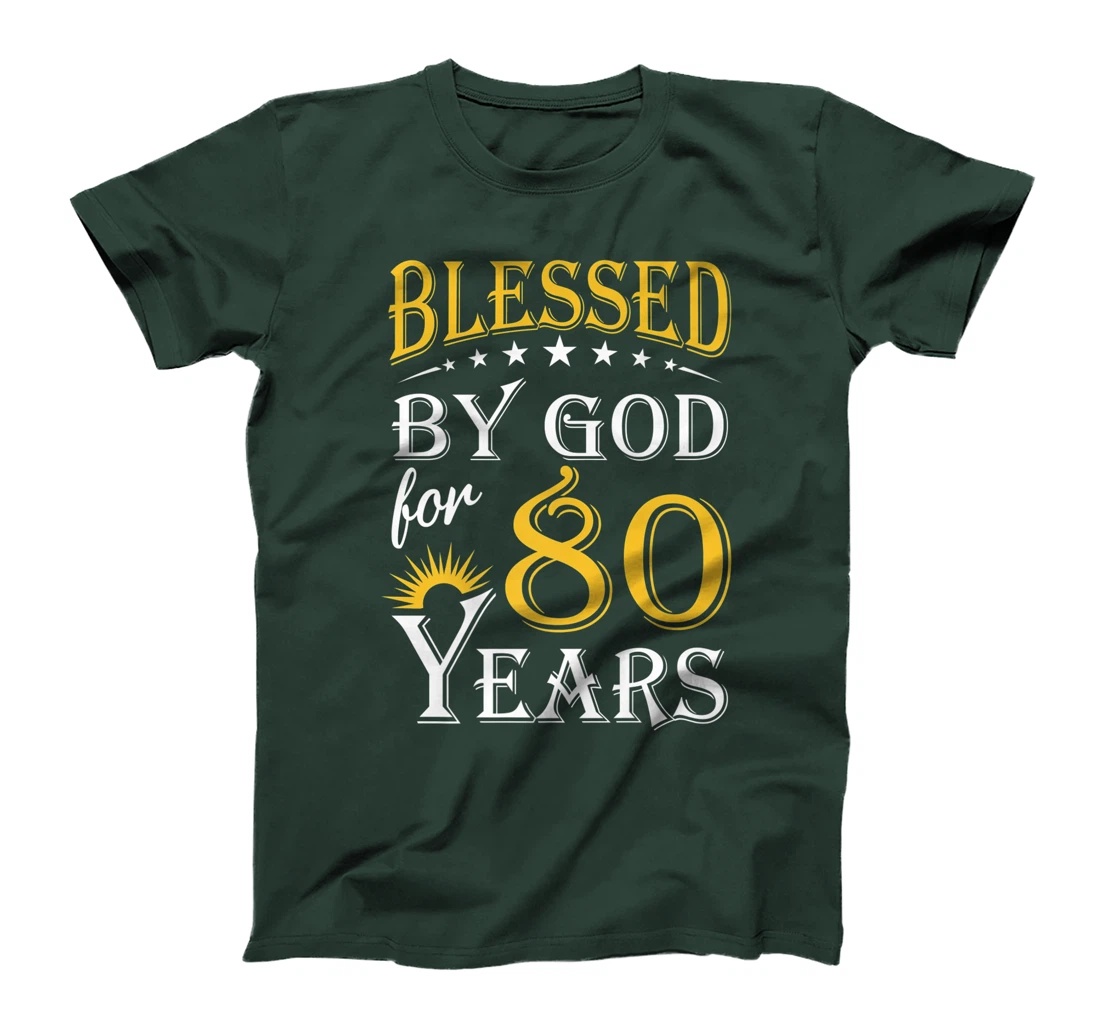 Vintage Blessed by God for 80 years Happy 80th Birthday Premium T-Shirt