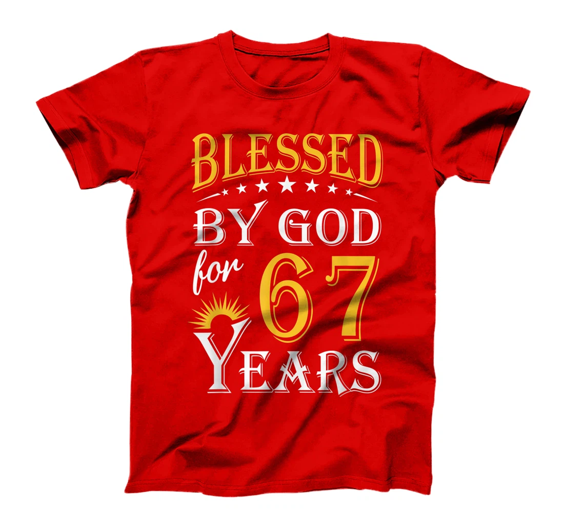 Vintage Blessed by God for 67 years Happy 67th Birthday T-Shirt