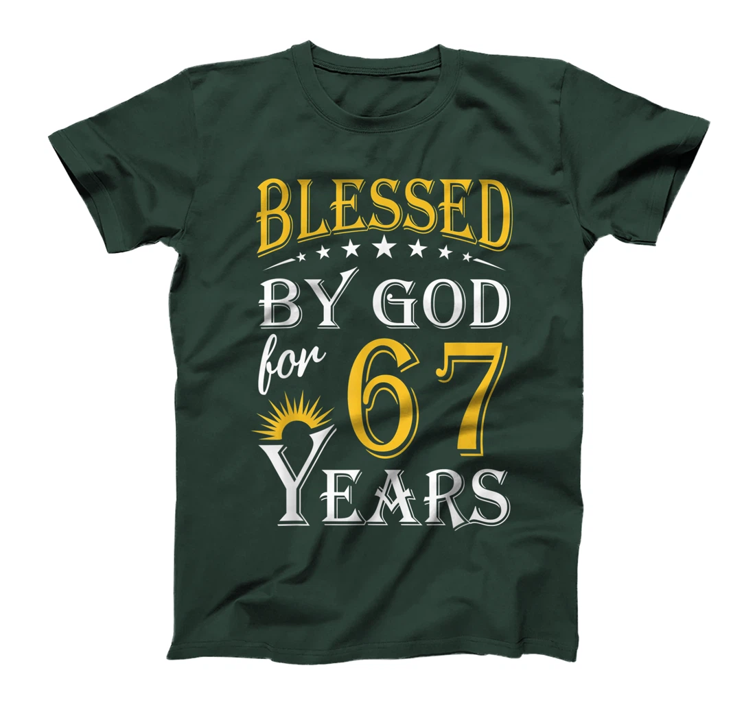 Vintage Blessed by God for 67 years Happy 67th Birthday T-Shirt