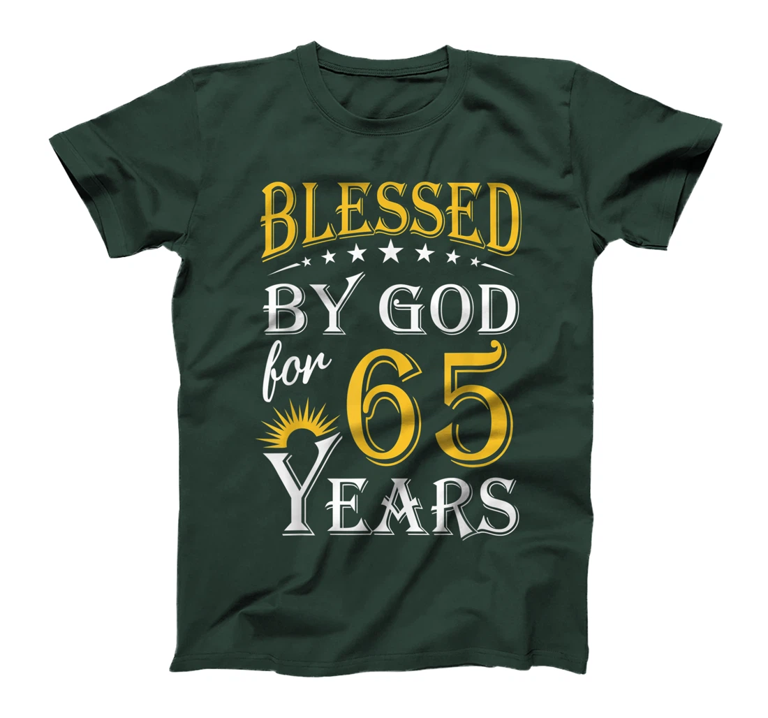 Vintage Blessed by God for 65 years Happy 65th Birthday T-Shirt