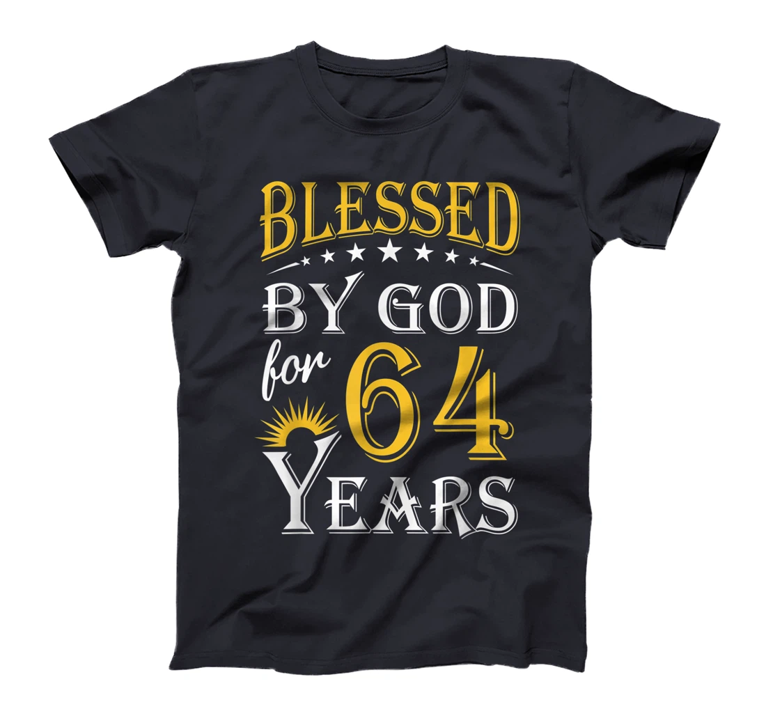 Vintage Blessed by God for 64 years Happy 64th Birthday T-Shirt
