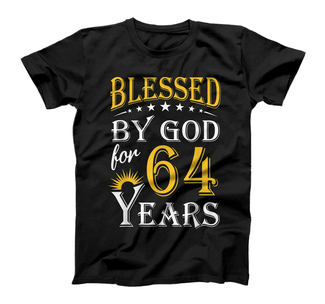 Vintage Blessed by God for 64 years Happy 64th Birthday T-Shirt