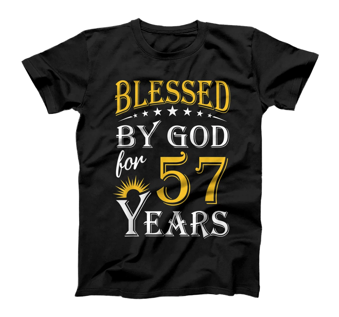 Vintage Blessed by God for 57 years Happy 57th Birthday T-Shirt