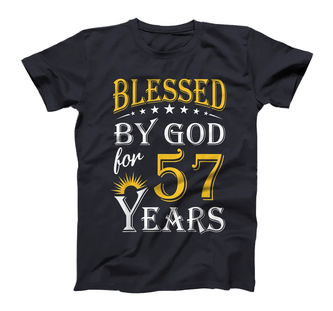 Vintage Blessed by God for 57 years Happy 57th Birthday T-Shirt