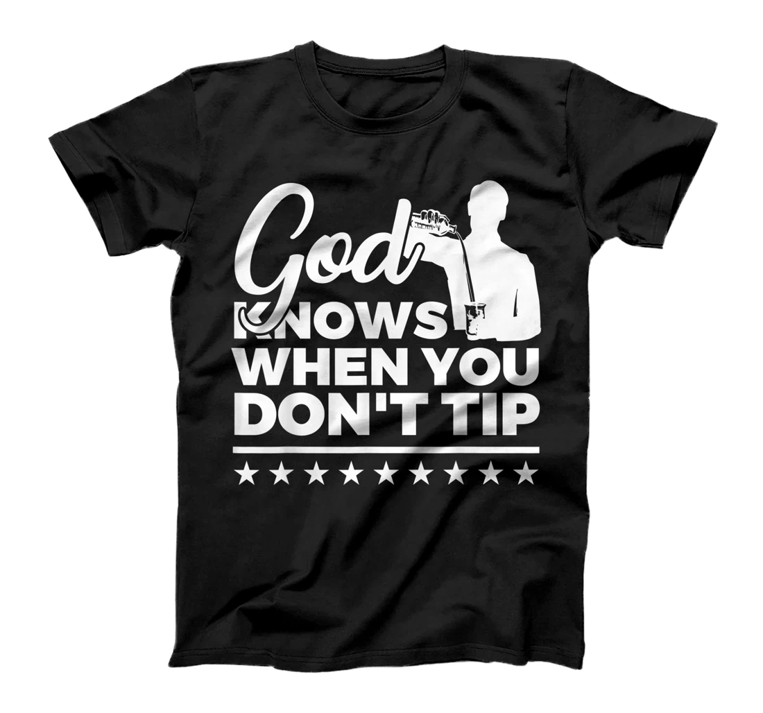 Mens Bartending Bartender Gifts God Knows Barkeeping T-Shirt