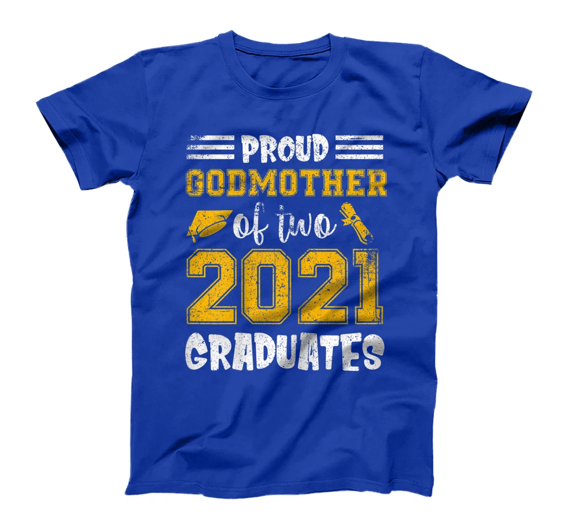 Womens Proud Godmother Of Two 2021 Graduate Senior Distressed T-Shirt