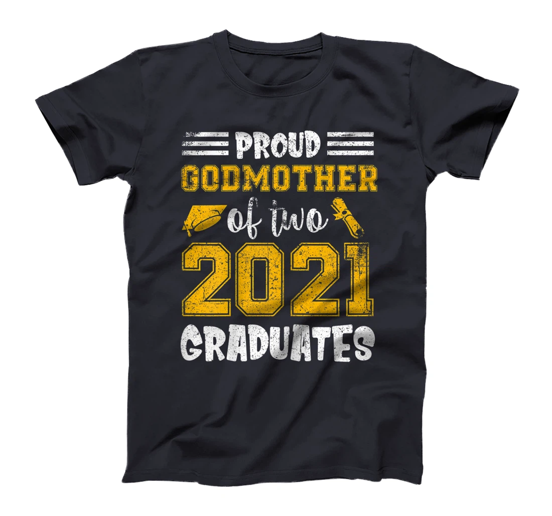 Womens Proud Godmother Of Two 2021 Graduate Senior Distressed T-Shirt