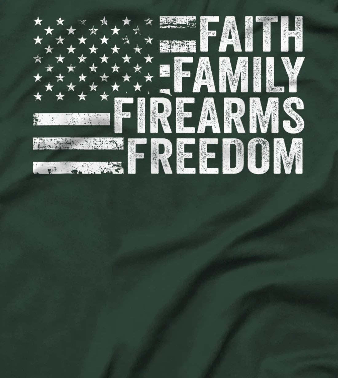 Faith Family Firearms & Freedom - Pro God Guns American Flag T-Shirt