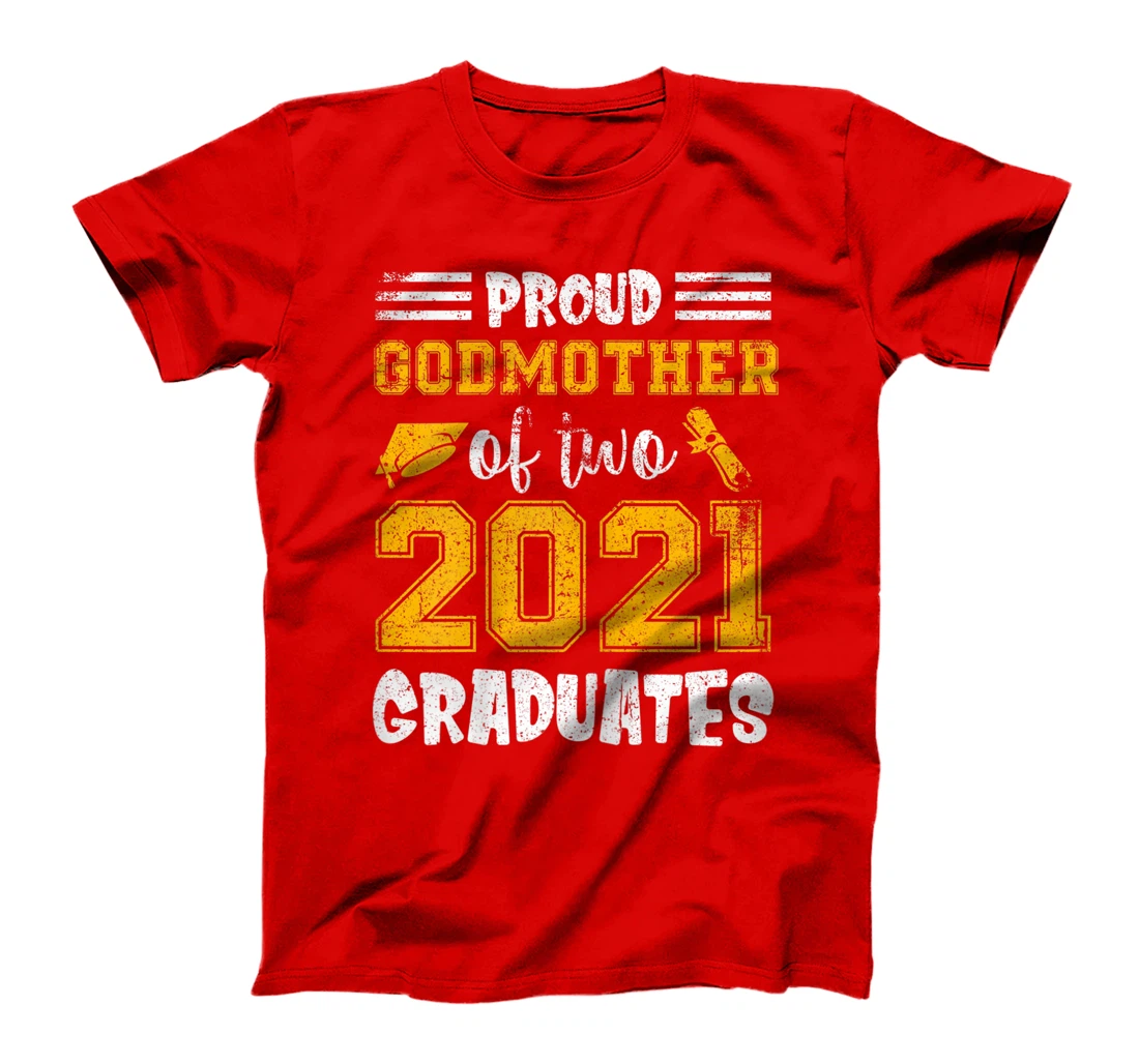 Womens Proud Godmother Of Two 2021 Graduate Senior Distressed T-Shirt