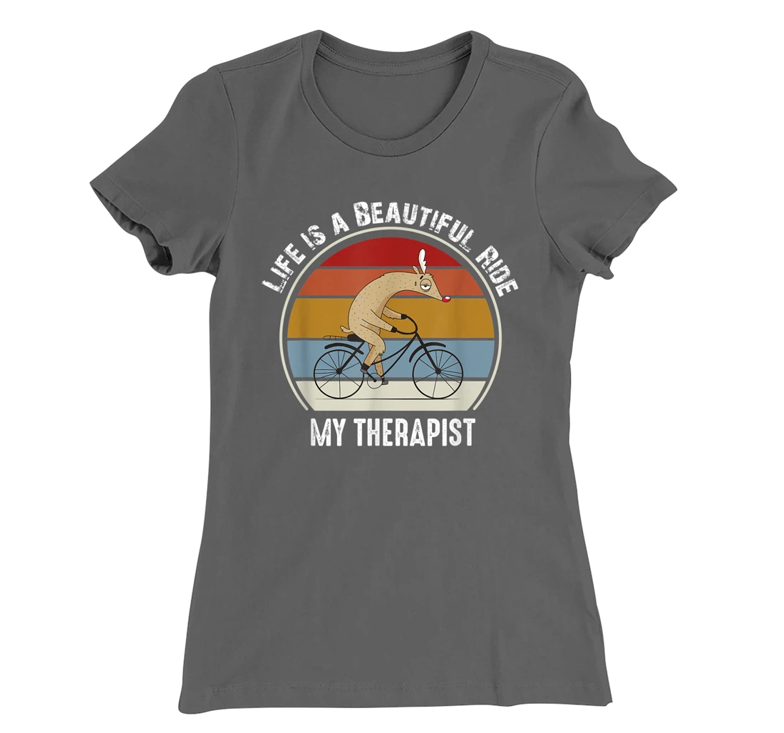 Tired Rudolph Riding A Bicycle Life is a Beautiful Bicycling T-Shirt, Kid T-Shirt and Women T-Shirt