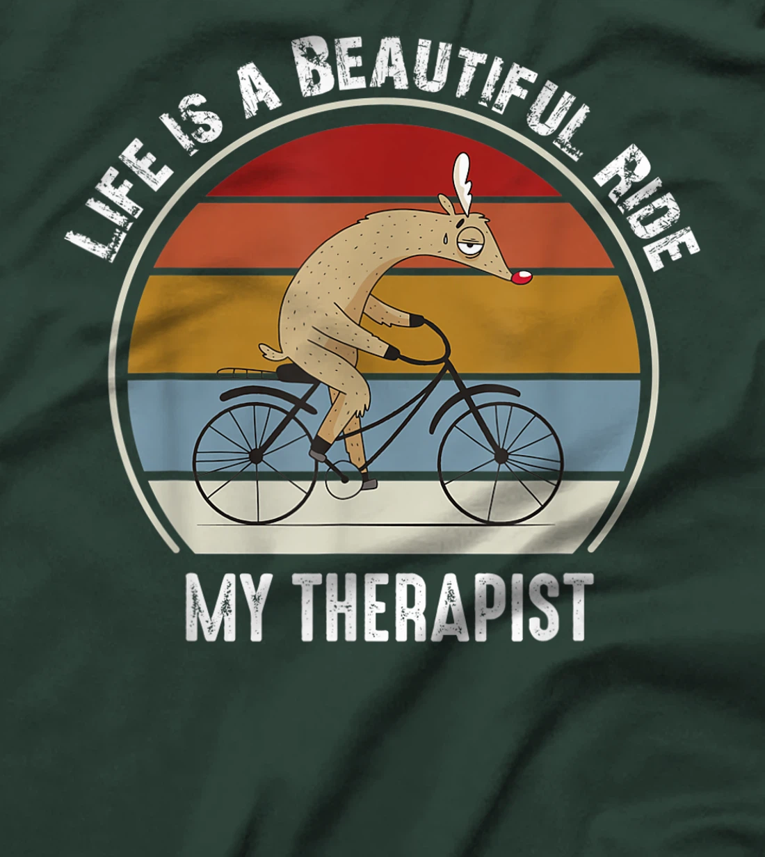 Tired Rudolph Riding A Bicycle Life is a Beautiful Bicycling T-Shirt, Kid T-Shirt and Women T-Shirt