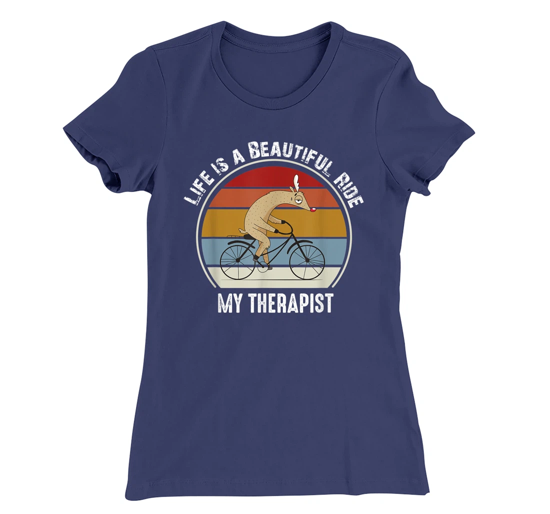 Tired Rudolph Riding A Bicycle Life is a Beautiful Bicycling T-Shirt, Kid T-Shirt and Women T-Shirt