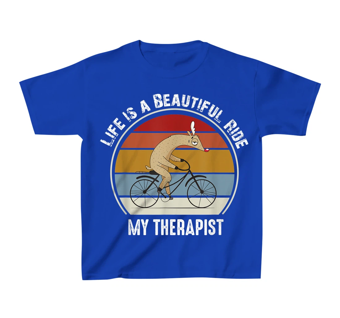 Tired Rudolph Riding A Bicycle Life is a Beautiful Bicycling T-Shirt, Kid T-Shirt and Women T-Shirt