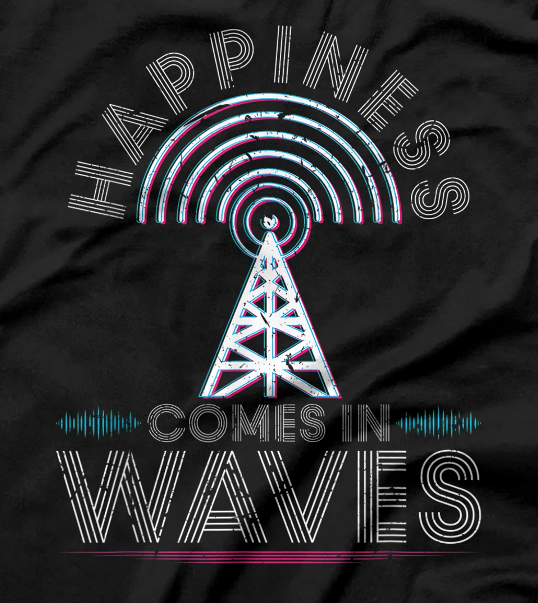 Happiness comes in waves ham radio amateur operator antenna T-Shirt, Women T-Shirt