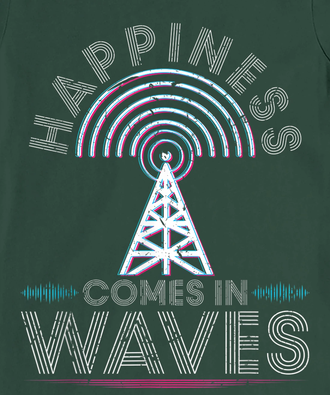 Happiness comes in waves ham radio amateur operator antenna T-Shirt, Women T-Shirt