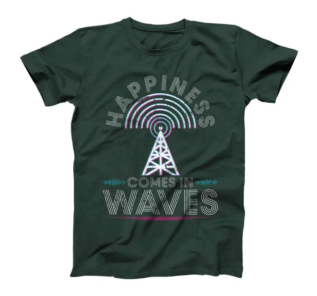 Happiness comes in waves ham radio amateur operator antenna T-Shirt, Women T-Shirt