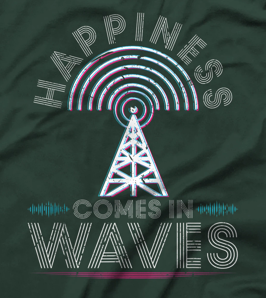 Happiness comes in waves ham radio amateur operator antenna T-Shirt, Women T-Shirt