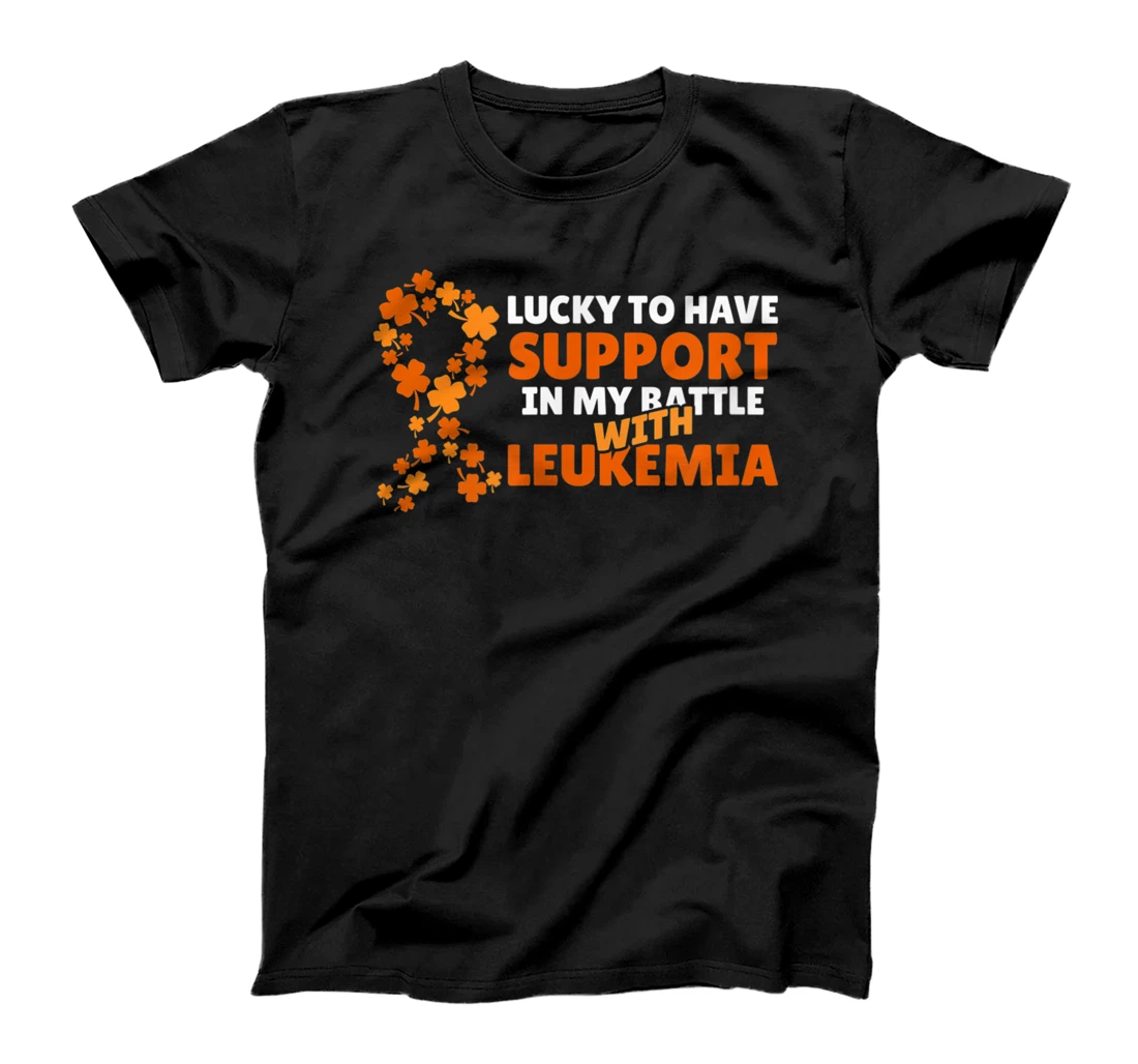 St Patricks Day Four Leaf Clover Orange Leukemia Awareness T-Shirt, Kid T-Shirt and Women T-Shirt