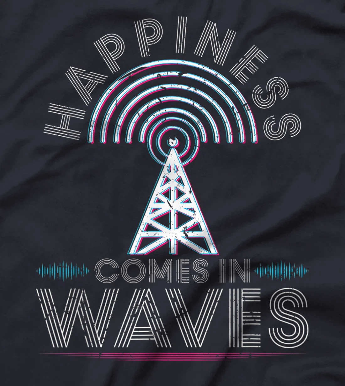 Happiness comes in waves ham radio amateur operator antenna T-Shirt, Women T-Shirt