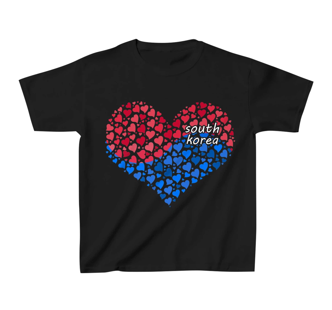 South Korea Flag Korean Heart Love T-Shirt, Kid T-Shirt and Women T-Shirt