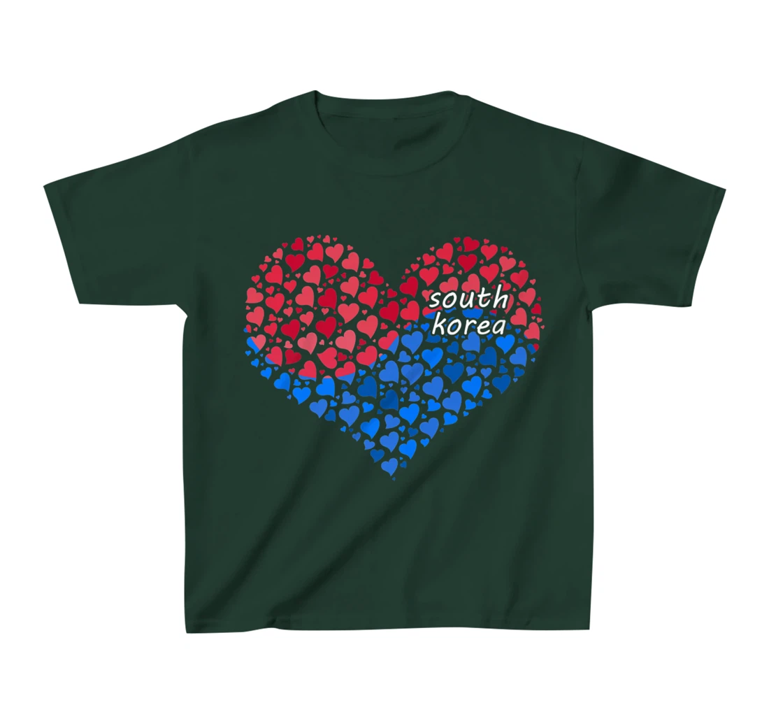 South Korea Flag Korean Heart Love T-Shirt, Kid T-Shirt and Women T-Shirt