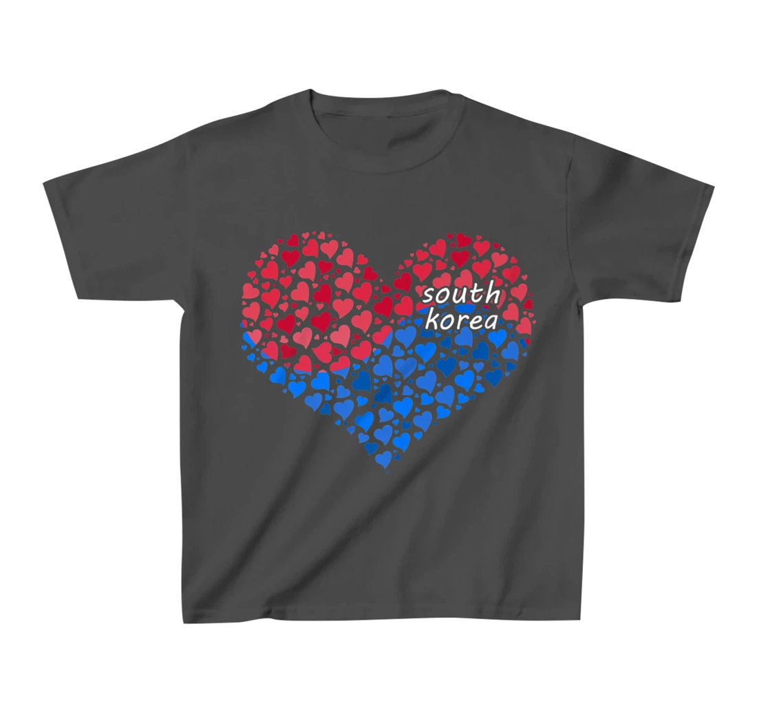 South Korea Flag Korean Heart Love T-Shirt, Kid T-Shirt and Women T-Shirt