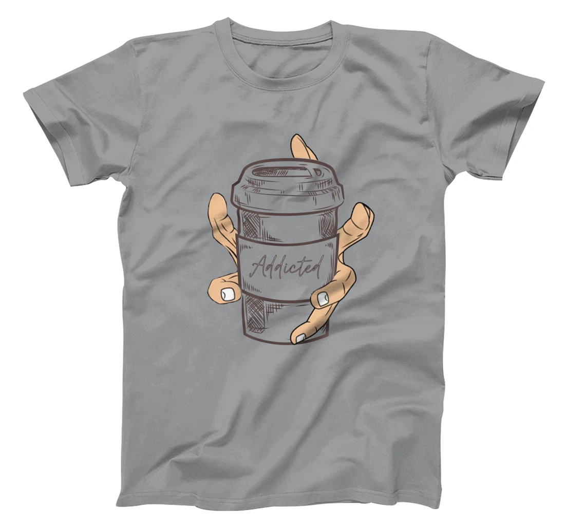 Addicted Coffee Cup with Six Fingered Hand T-Shirt, Women T-Shirt