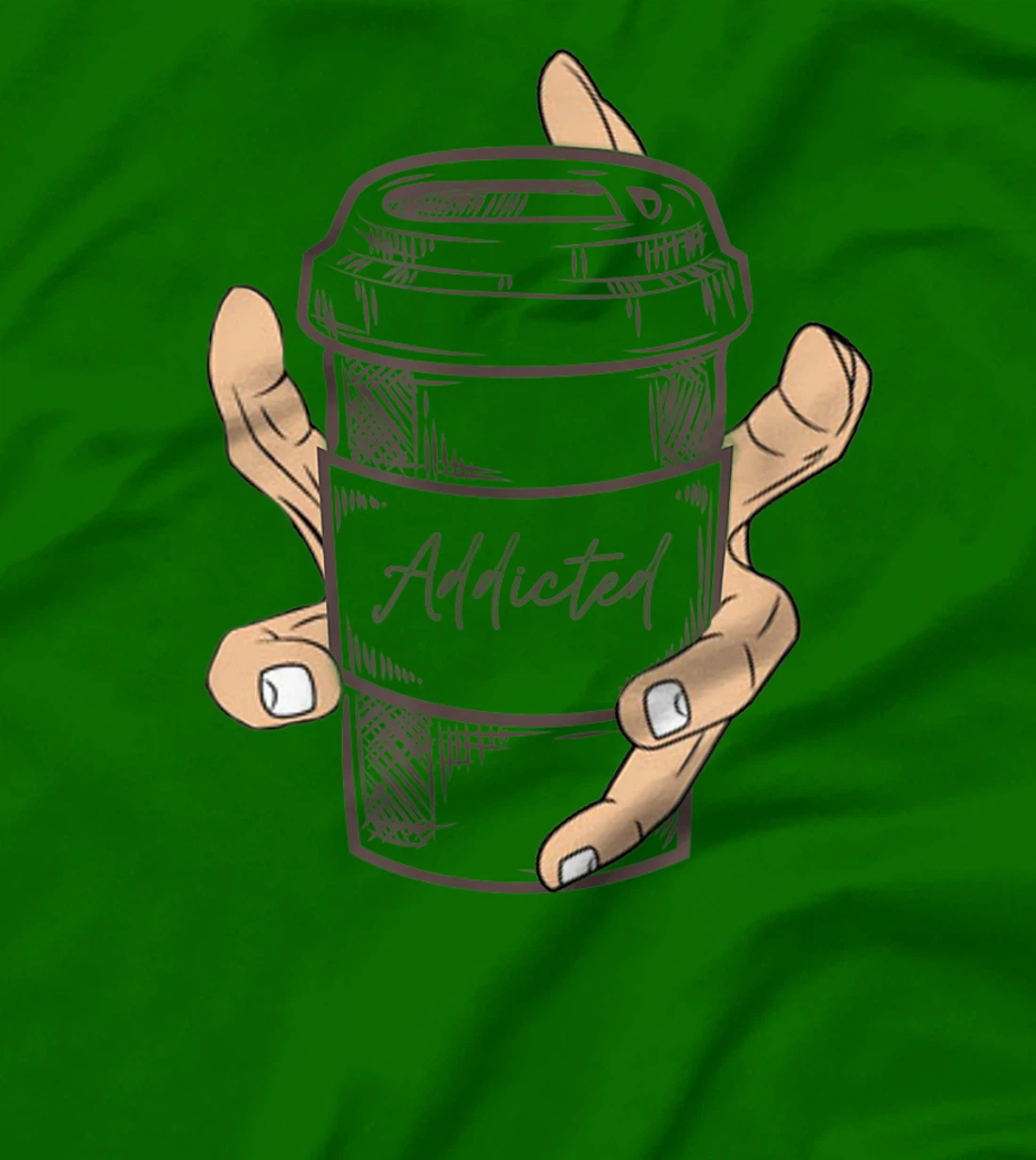 Addicted Coffee Cup with Six Fingered Hand T-Shirt, Women T-Shirt