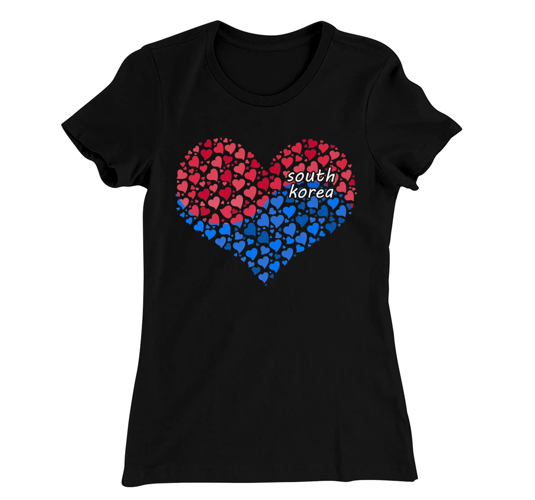 South Korea Flag Korean Heart Love T-Shirt, Kid T-Shirt and Women T-Shirt