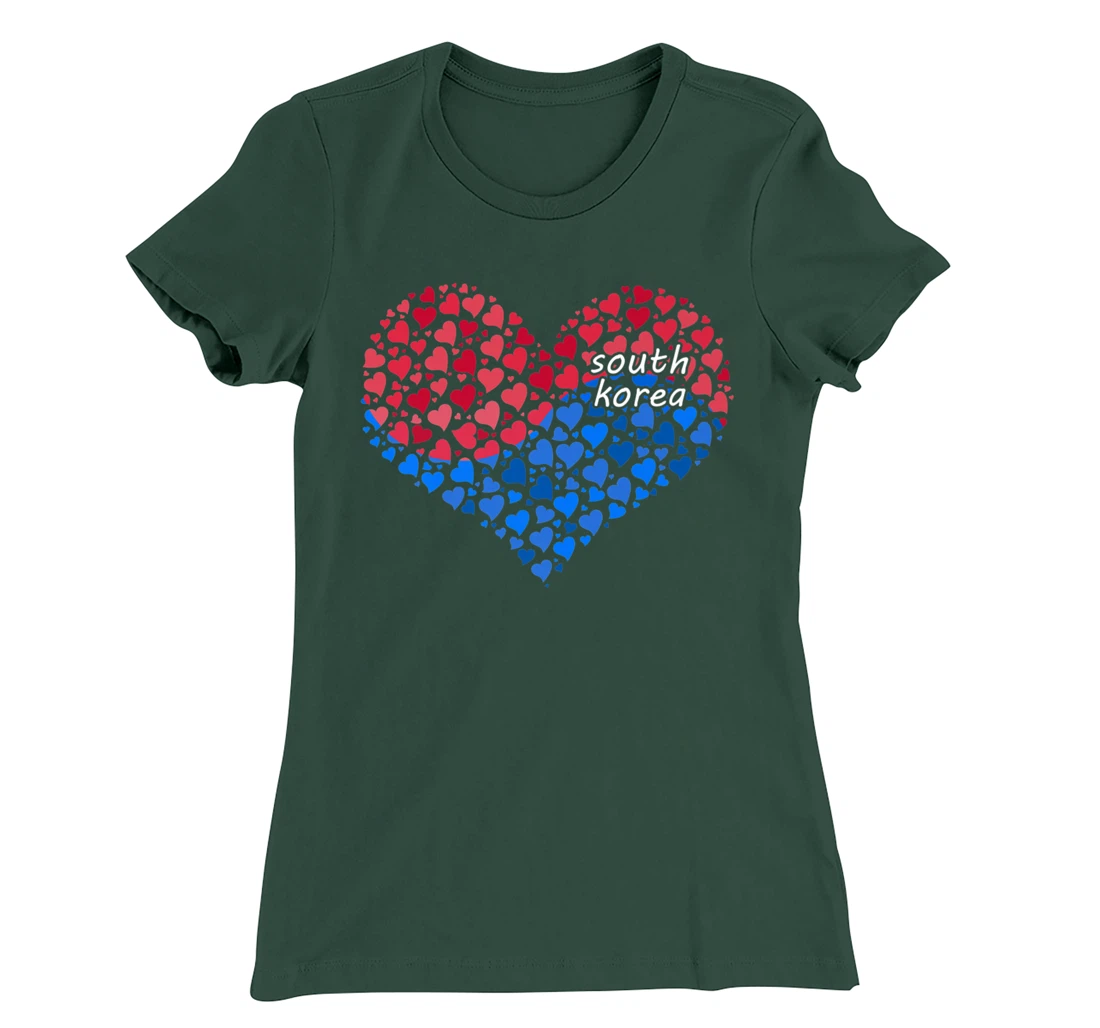 South Korea Flag Korean Heart Love T-Shirt, Kid T-Shirt and Women T-Shirt