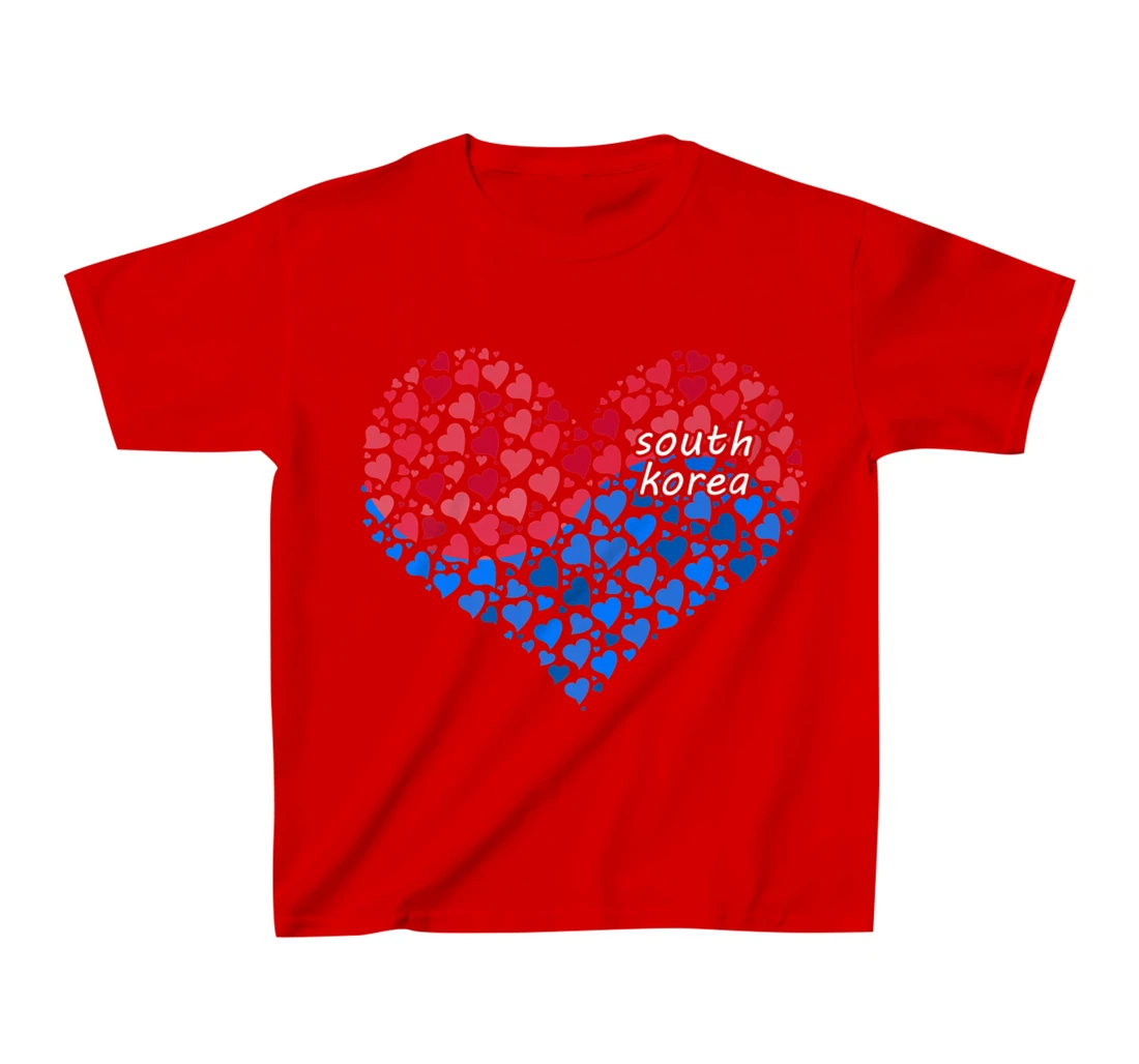 South Korea Flag Korean Heart Love T-Shirt, Kid T-Shirt and Women T-Shirt