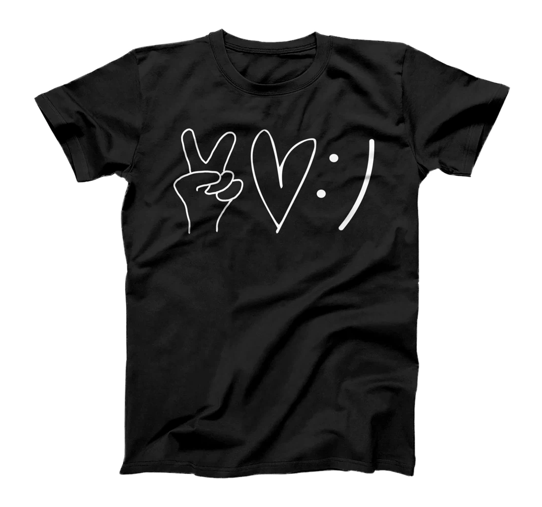 Peace Love Smile Happiness Hand Heart Smile Face T-Shirt, Women T-Shirt