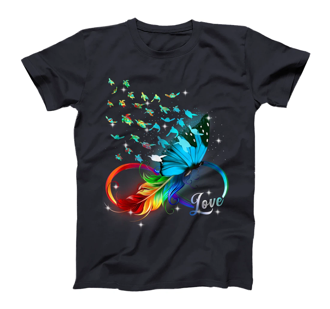 Love Sea Turtle Butterflies Ocean Animal Tortoise Lover T-Shirt, Kid T-Shirt and Women T-Shirt