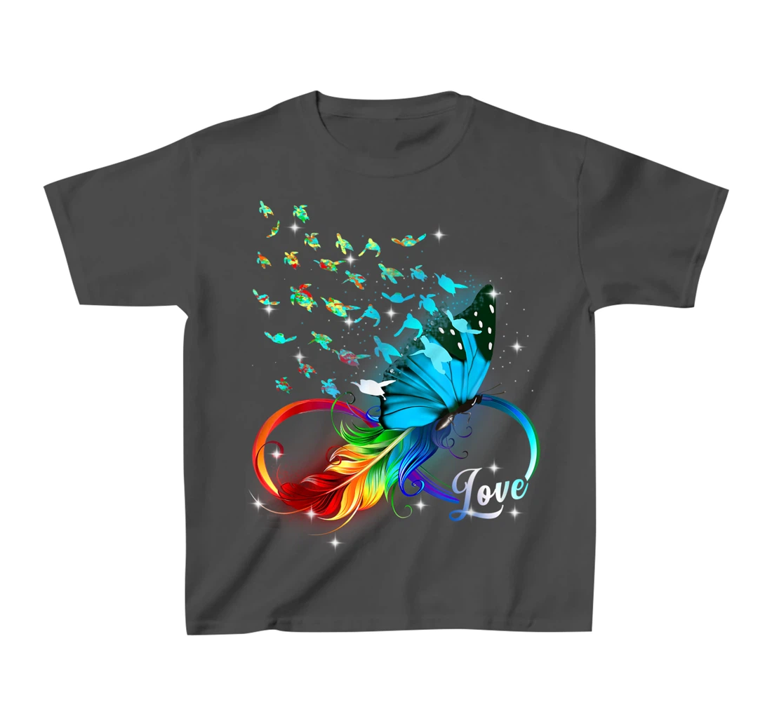 Love Sea Turtle Butterflies Ocean Animal Tortoise Lover T-Shirt, Kid T-Shirt and Women T-Shirt