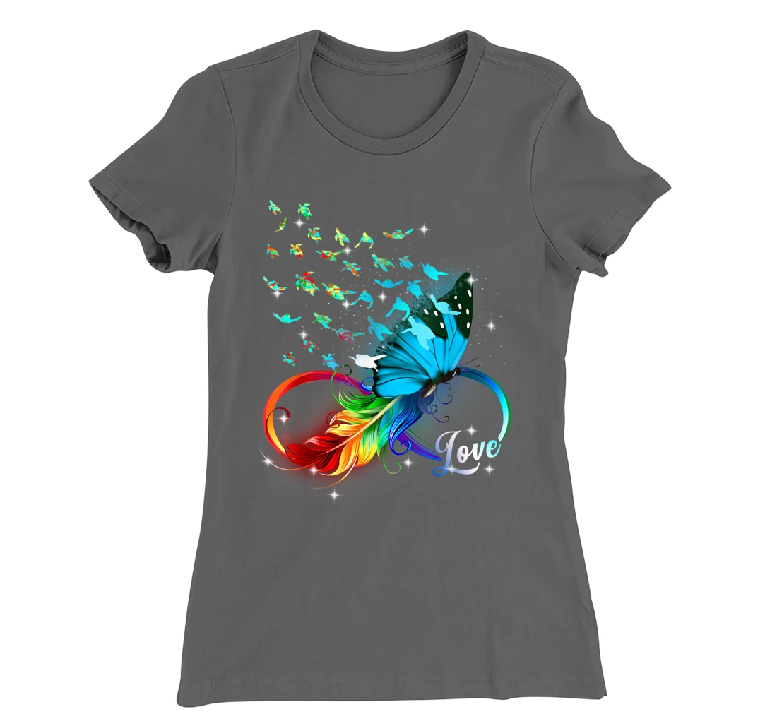 Love Sea Turtle Butterflies Ocean Animal Tortoise Lover T-Shirt, Kid T-Shirt and Women T-Shirt