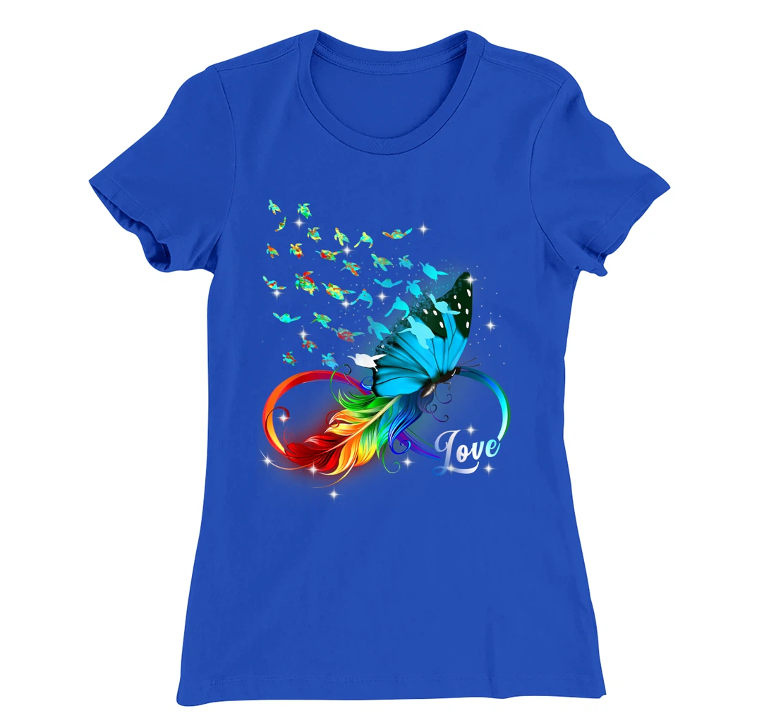 Love Sea Turtle Butterflies Ocean Animal Tortoise Lover T-Shirt, Kid T-Shirt and Women T-Shirt