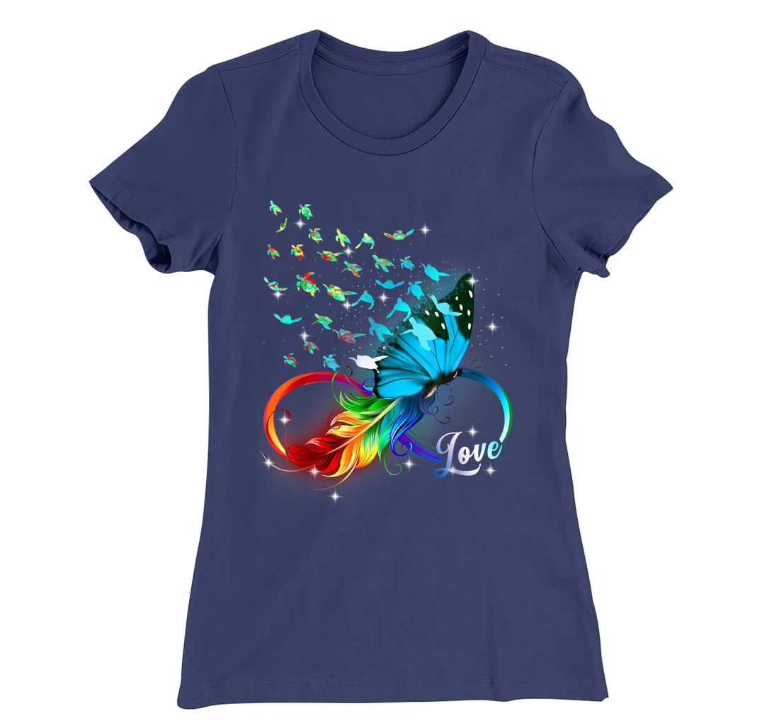 Love Sea Turtle Butterflies Ocean Animal Tortoise Lover T-Shirt, Kid T-Shirt and Women T-Shirt