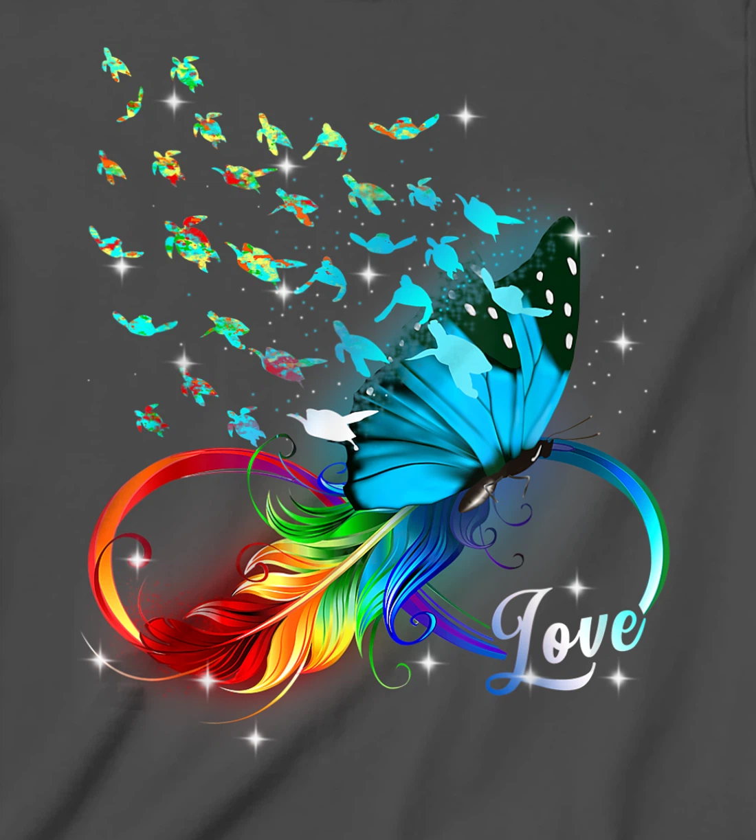 Love Sea Turtle Butterflies Ocean Animal Tortoise Lover T-Shirt, Kid T-Shirt and Women T-Shirt