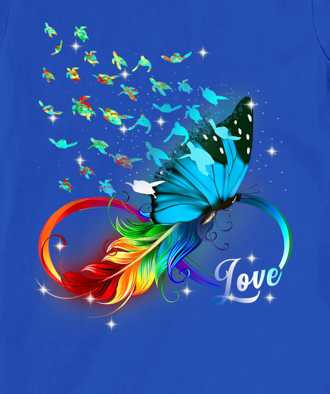 Love Sea Turtle Butterflies Ocean Animal Tortoise Lover T-Shirt, Kid T-Shirt and Women T-Shirt