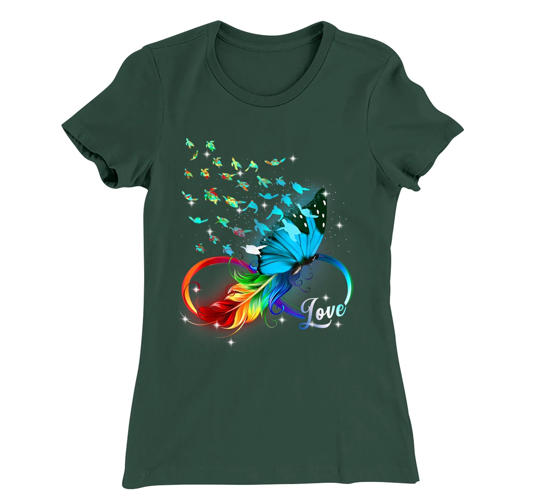 Love Sea Turtle Butterflies Ocean Animal Tortoise Lover T-Shirt, Kid T-Shirt and Women T-Shirt